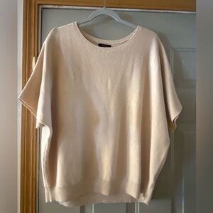 Quince Lightweight Cotton Cashmere Link-Stitch Dolman Sweater Size L